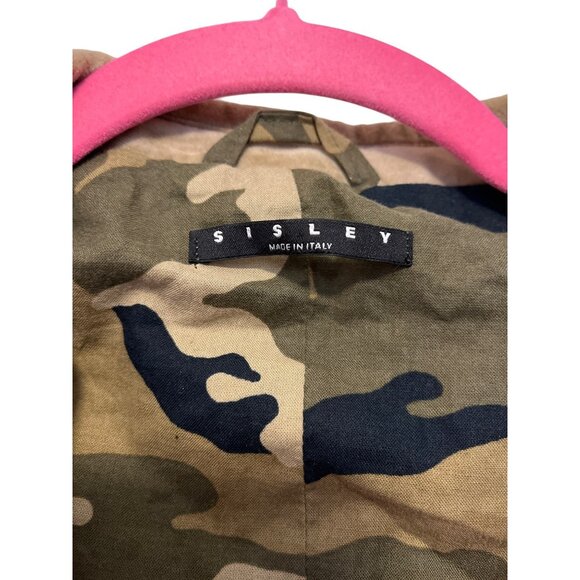 Sisley Mens Camel Velvet Blazer With Camouflage Lining 2-Button Closure Size 44 - Picture 2 of 9